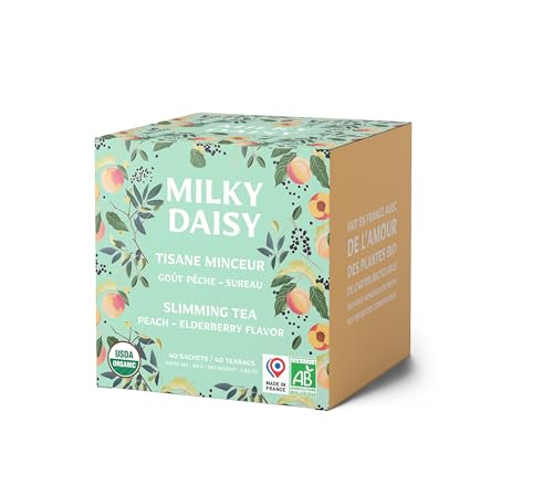 Milky Daisy - Té Adelgazante Orgánico - Sabor Melocotón y Saúco - Drenante y Adelgazante - 40 Bolsitas de Té