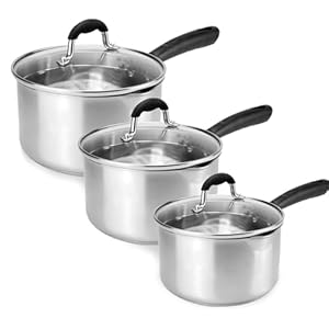 Stainless Steel Saucepan Set | Cooking Pan | Stainless Steel Pan Set | Cookware Saucepans for Gas, Ceramic, Solid-Plate Electric and Induction Hob | Cooking Pot