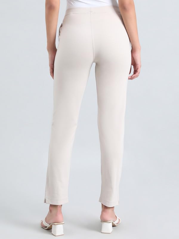 Image of GO COLORS Ponte Smart Kurti Pants Full Length for Women | Breathable, Mid Rise