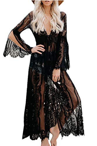 L-Peach Damen Langes Spitze Kleid Strandkleid Bikini Cover Ups Pareo One...