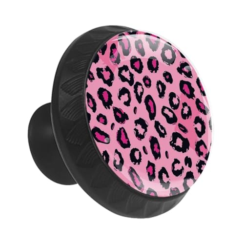 Boutons de meubles ronds rose léopard x12 pour commode et cuisine 35mm