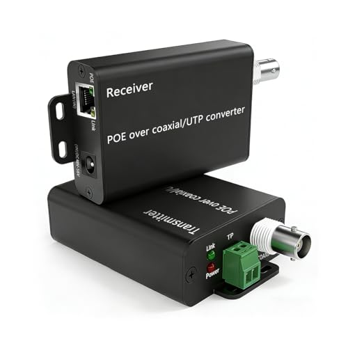 POE Over Coax EOC Converter Ethernet Over Coax Adapter for Analog to IP CCTV Security System Upgrade Coax to Ethernet Transmitter Kit Max 3000ft Power & Data Transmission
