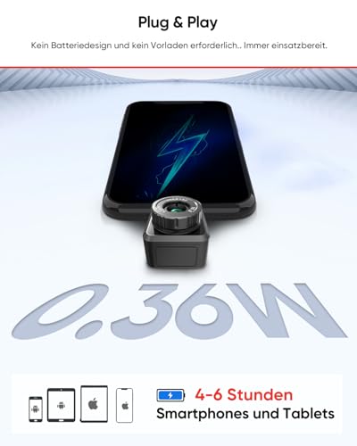 HIKMICRO Wärmebildkamera Mini2PlusV2 512 x 384 SuperIR, Manuell fokussierende Thermal Camera Kompatibel mit iOS und Android, 256 x 192 IR-Auflösung, 25Hz, USB-C/Lightning(unterstützt iPhone 15/16)