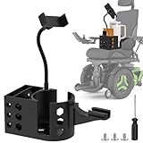 WSBXBB Cup Holder for Permobil Power Wheel Chair, 3 in 1 Cup Holder, Phone Holder & Storage Basket Compatible with Permobil Wheelchair with Uni-Track Armrest-0828