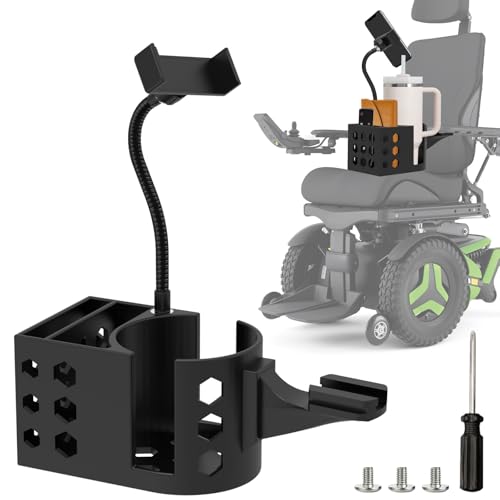 WSBXBB Cup Holder for Permobil Power Wheel Chair, 3 in 1