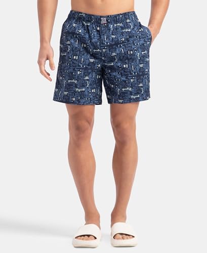 Image of Jockey US57 Men Super Combed Mercerized Cotton Woven Printed Boxer Shorts with Side Pockets (Pack of 2, Prints May Vary)