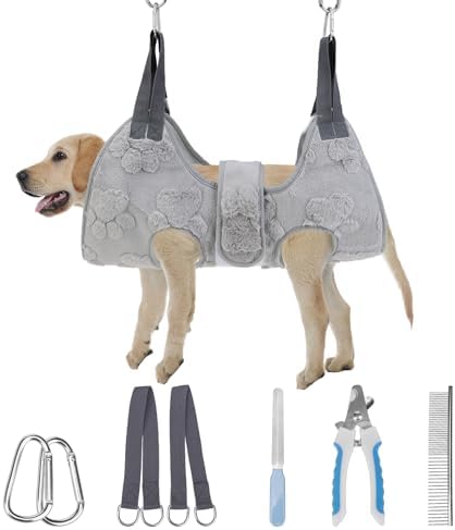 PAWCHIE Dog Grooming Hammock Harness for Dogs & Cats with Pet Nai...