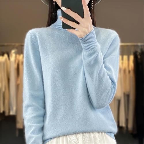 Mink Fleece Knitted Sweater for Women High Turnover Collar Basic Versatile Cashmere Warm Pullover Top2