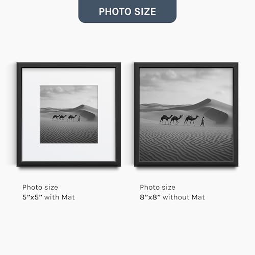 Image of Premium Set of 3 (8x8 inch) Photo Frame for Wall - For Wall Decor and Home Decor | Fits Photo 5x5 inch with Mat or 8x8 inch Without Mat | Black