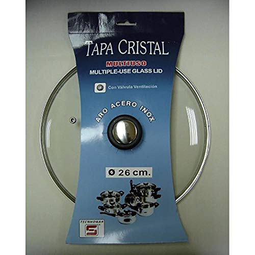 Tapa Bateria Cocina 26Cm Valvula Ventilacion Aro Inox-Cristal - Tecnhogar En Oferta Tapa Cristal Inox Con Valvula 26 Cm