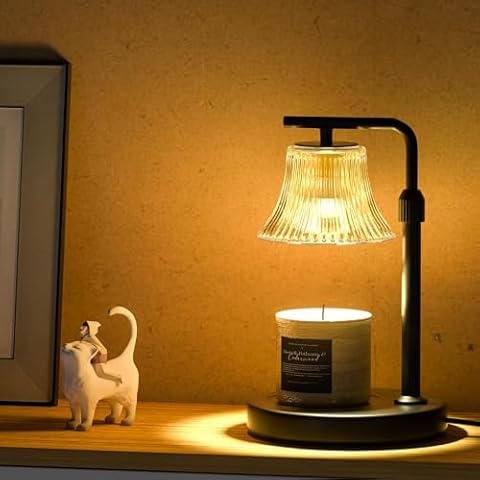 KINDEEP Candle Warmer Lamp with Timer, Adjustable Height, Dimmable Brightness, Electric Candle Warmer with 2 Bulbs, Wax Melt Warmer, Vintage Home Decor, Lamp Candle Warmer for Scented Jar Candles Cover