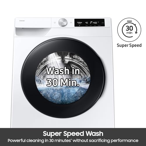 Image of Samsung 2.5 Cu. Ft. Compact Smart Front Load Washer with AI Smart Dial, 30 Min Super Speed Wash, Steam Clean, Energy Star Certified, Space-Saving Design, White, WW25FG6B34BEA2