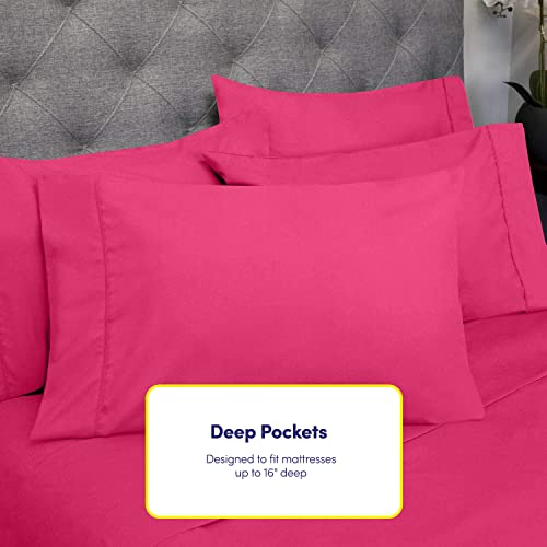 Parure de lit microfibre brossée 1500 fuchsia haut de gamme king size