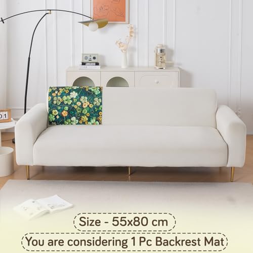 Image of HOKIPO 'Nature Muse' 1 PC Backrest Mat for Sofa Cover | Premium HD Printed Holland Velvet Mat, Emerald Garden (IN-922-L-D4)