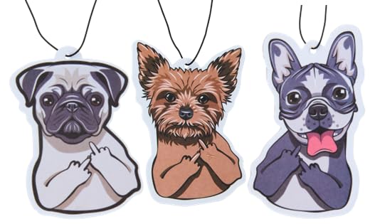 Image of Fresh Fresheners Car Air Freshener Scented With Premium Oils 3-Pack (Funny F Dogs)