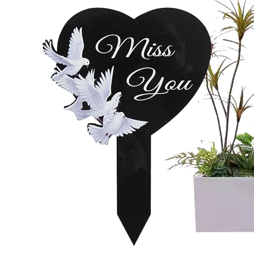 Piquet de décoration funéraire en acrylique 2D pour cimetière, pelouse - Décoration de jardin en métal pour cimetière, cour, pelouse