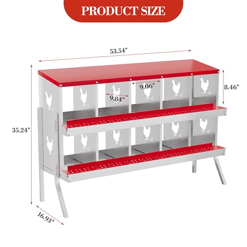 10 Holes Chicken Nesting Boxes, Nesting Boxes for Chickens, Easy to Clean and Install, Chicken Laying Box for Outdoor Chicken Coop Farm Yard, Red by CuisinSmart - Image 8