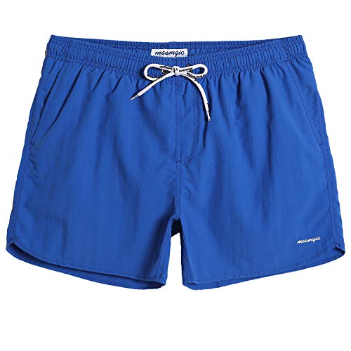 MaaMgic Mens Boys Short Solid Swim Trunks with Mesh Lining Quick Dry Mens Bathing Suits Swim Shorts, Royal Blue