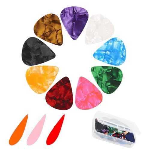 Juego de púas de guitarra: púas de bajo con caja organizadora, grosor fino y medio y pesado para...