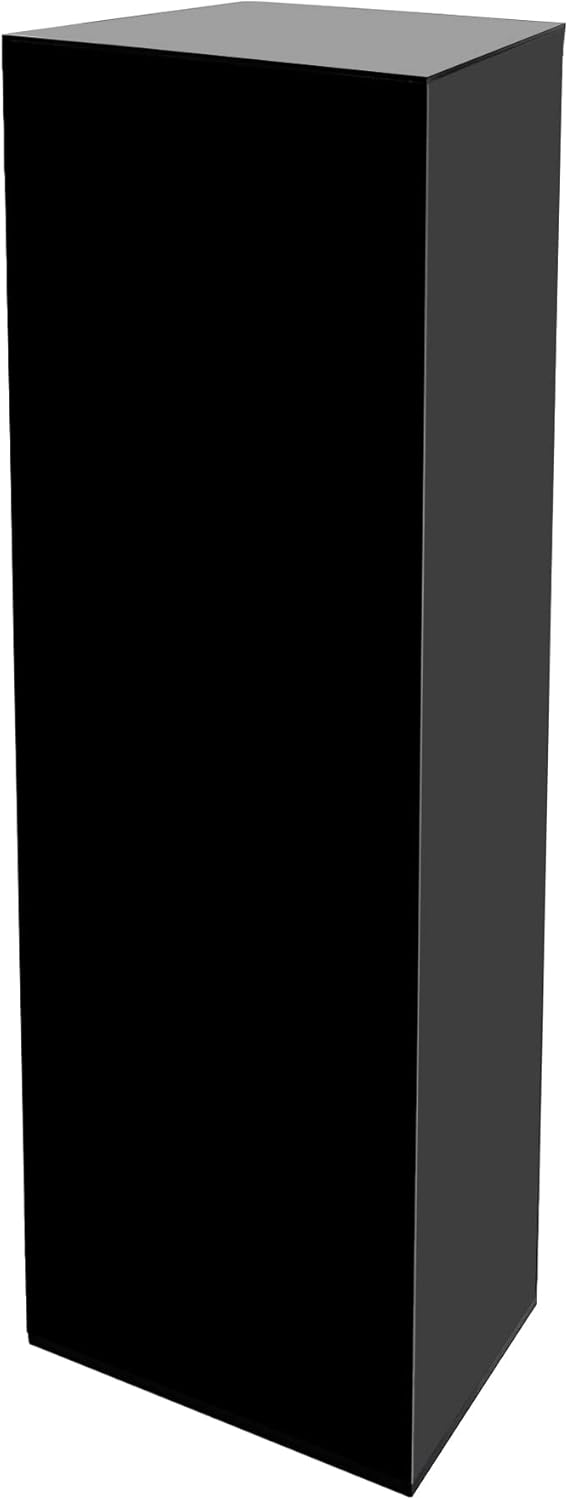 Glossy Black Acrylic Pedestal Tall Display Box 5 Sided Cube 12” x 12” x 32” One Piece No Lid Throne Platform Lucite Sculpture Riser TradeShows Column Expos Showcase by Marketing Holders