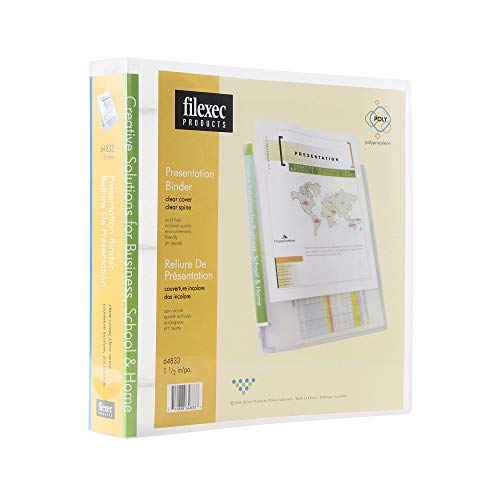 Filexec View 3 Ring Binder, Custom Front, Spine and Back Pockets, 1.5 Inch Capacity, Letter Size,Pack of 3, Clear (50157-64833)