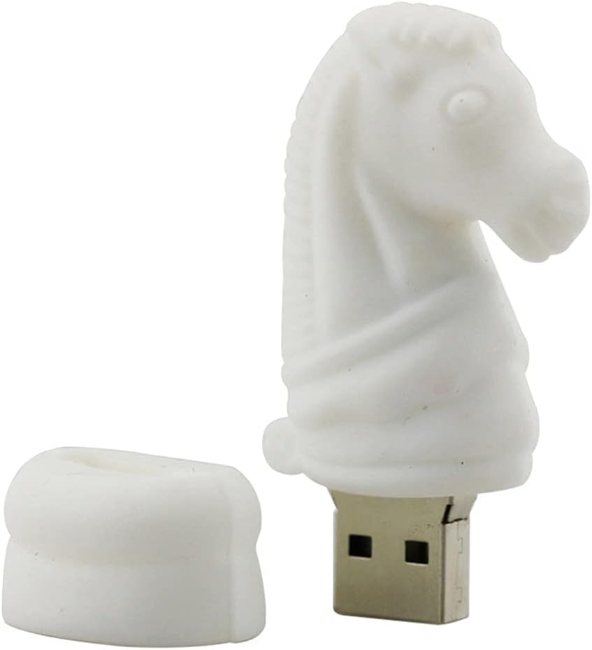 64GB Chess Knight Shape USB Flash Drive U Disk USB 2.0 Data USB Flash Disk Memory Stick Pen Drive Storage Device USB Drive External Storage Flash Disk (White)