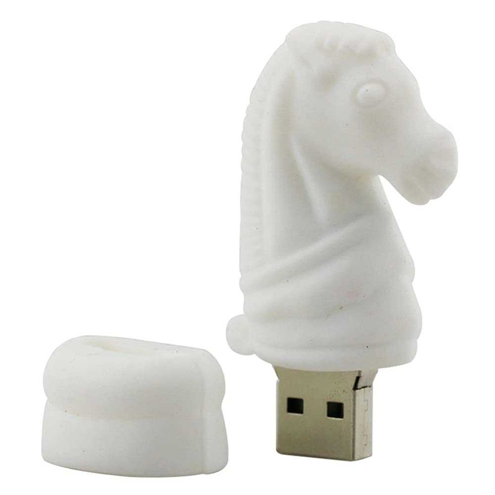 128GB Szachy Rycerz Shape USB Flash Drive U Dysk USB 2.0 Karta USB Device Dysk Flash Memory Stick Pen Drive Storage USB Drive External Storage Flash Disk (Biały)