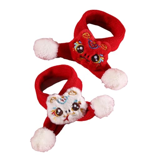 Uqezagpa 2枚セット 可愛い漫画の蛇年スカーフ 暖かい冬用 新年 犬用ニットネックスカーフ ペットの子犬 猫用 コスチューム用品