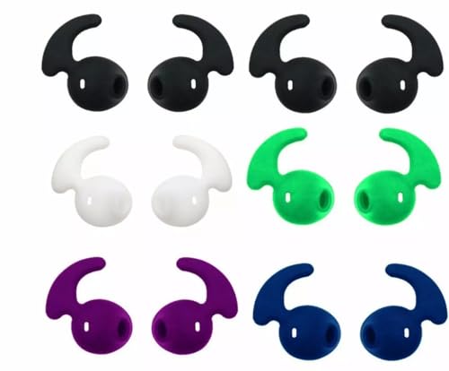 6 Pair Anti-Slip Silicone Replacement Ear Tips for Galaxy S7edge S7 S6 Edge, Samsung Level U EO-BG920 Bluetooth Earphone [Sport] (White/Black/Pink/Blue/Green/Purple)