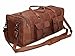 30" Inch Real Goat Vintage Leather Large Handmade Travel Luggage Bags in Square Big Large Brown bag Carry On (30 inch)