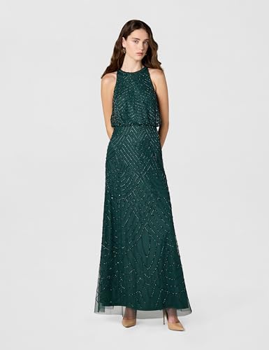 Image of Adrianna Papell Womens Halter Blouson Beaded Gown