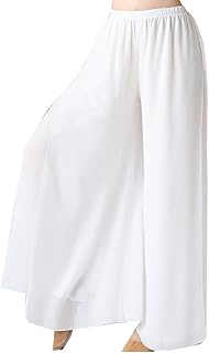 [Yolrky] レディース ワイドパンツ シフォン ダンスパンツ ロング丈 ガウチョパンツ 練習着 演出服 舞台