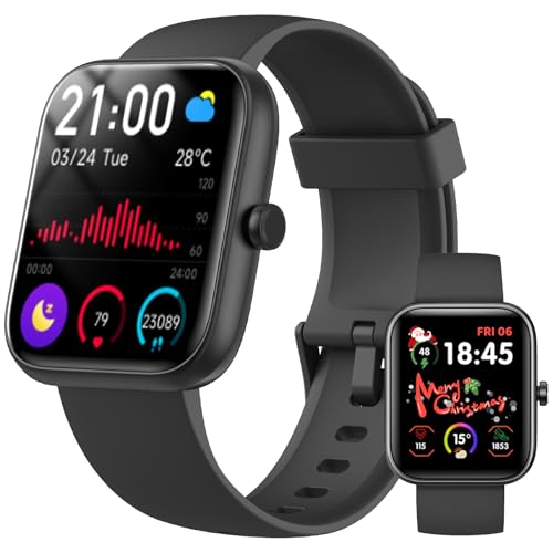 Reloj Inteligente Hombre Mujer Konitee, Smartwatch con Llamadas Bluetooth, 1.83' Pulsera Actividad con Whatsapp Mensajes, 110+ Modos Deportivo, SpO2/Sueño/Pulsómetro, Impermeable IP68 para iOS/Android