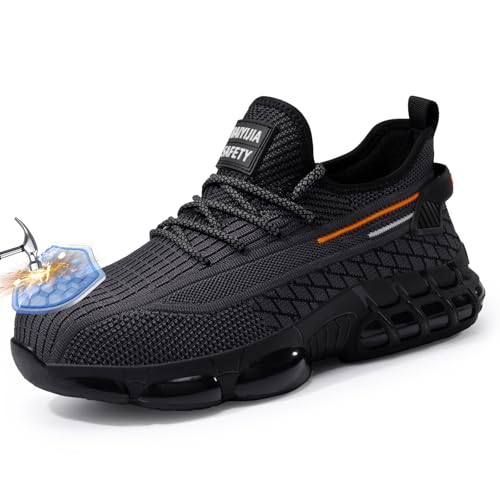 Steel Toe Shoes for Men Work Shoes Lightweight Steel Toe Sneakers Puncture Proof Construction Work Utility Shoe Indestructible Safety Footwear