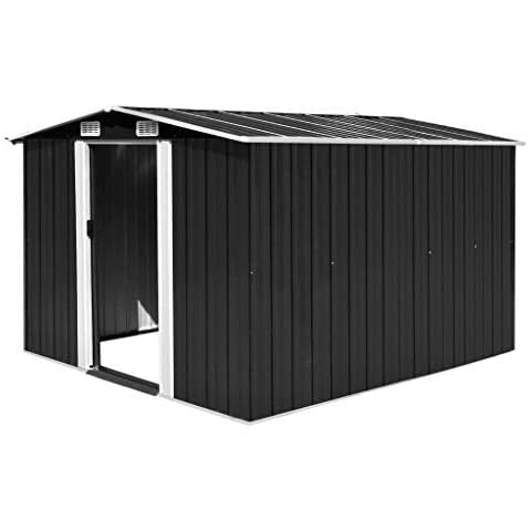 Tid-yard Metal Steel Garden Shed | Outdoor Storage House | Weatherproof Tool Shed | with Sliding Doors | 257x298x178 cm Anthracite Cover