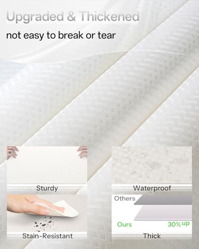 Shelf and Drawer Liner for Kitchen Cabinet, Non-Adhesive 12in x 120in Waterproof Contact Paper Refrigerator Liners Thickened Durable EVA Material Non Slip Mat for Dresser Cupboard Pantry Protector — view 2