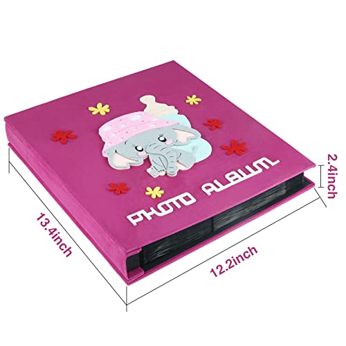 Fondreco Baby Photo Album 4X6 600 Photos, 4X6 Photo Albums, Fabric Cover Photo Albums 4X6, Large Capacity Picture Albums, Family Photo Album, Large Cute Photo Album (600 Photos, Calf Elephant Pink) #TOP3