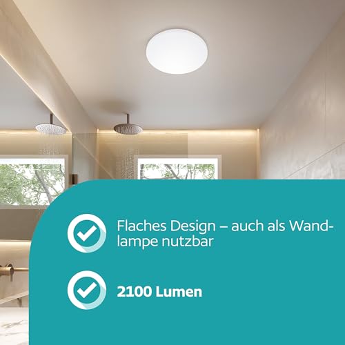 EGLO LED Deckenlampe Frania-IP, Deckenleuchte Badezimmer, Lampe Decke aus weißem Metall und Kunststoff, Badlampe warmweiß, neutralweiß, kaltweiß, IP44, Ø 31 cm