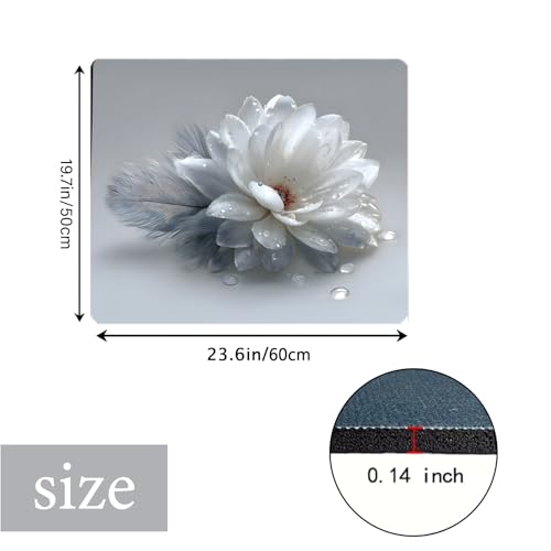 Image of Washer Dryer Top Cover Mat, Non-Slip Laundry Room Decor, Laundry Room Kitchen Appliance Decor Protector Universal 23.6 inchx19.7 inch (White Flower)