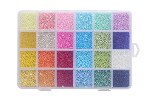 Tibaoffy Size 12/0 Crafts Glass Seed Beads 2mm Tiny Pony Beads Assorted Kit with Organizer Box for Jewelry Making (24 Assorted Multicolor Set, Total About 24000pcs) - Image 4