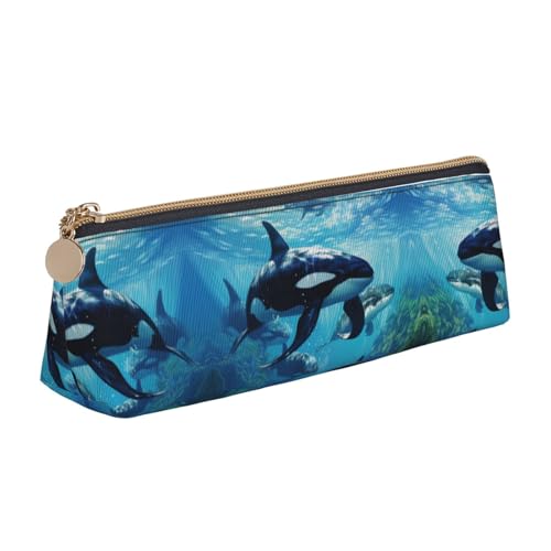 Bolsa De Lápices Las Orcas Nadan A Lo Largo Bolsa De Papelería Portable Bolso De Maquillaje, Para Estudiantes, Niños, Adolescentes