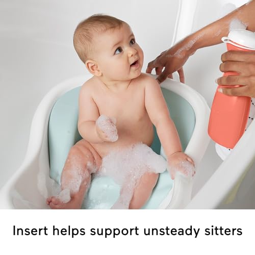 Image of Fisher-Price Baby to Toddler Bath 4-in-1 Sling 'N Seat Tub with Removable Infant Support and 2 Toys, Summer Blossoms