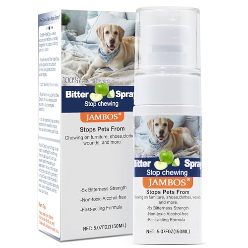 JAMBOS Effectively | Bitter Apple Spray for Dogs to Stop Chewing, NO Chew Spray for Dogs Protect The Safety of Furniture and Your Belongings, Prevent Licking Injuries (Blue, M)