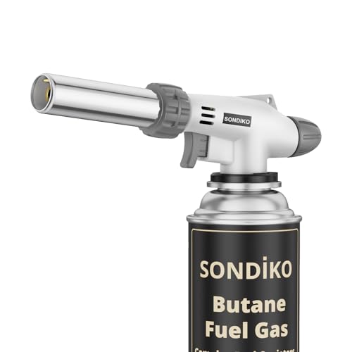 Sondiko Küchenbrenner Flammbrenner S516 professionelles nachfüllbarer Butangasbrenner mit einstellbarer Flamme für Creme Brulee Anbraten Backen Grillen