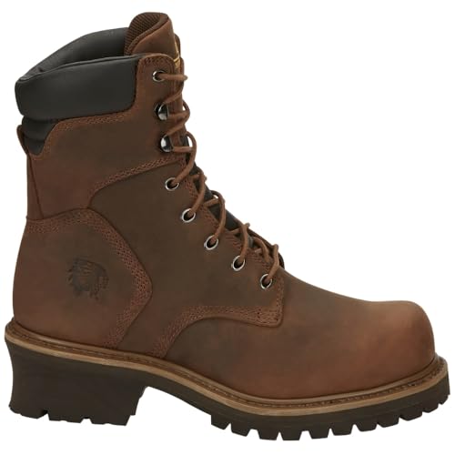 Image of Chippewa Hador 8 inch Steel Toe Logger Boots for Men - Premium Full Grain Leather, Orthotic Insole, Metallic Shank, EH ASTM F2413 Standards