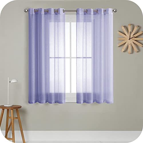 MRTREES Cortina para Ventana Dormitorio Translúcidas Visillos Paneles para Ventanas Sala para Niños Sala Comedor 2 Piezas 140×160cm Azul Electrico