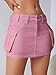 WDIRARA Women's Low Waist Button Bodycon Mini Cargo Denim Skirt with Pocket Pink XS