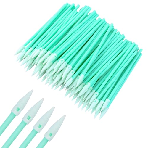 Lot de 100 bâtonnets de nettoyage verts, mini bâtonnets de nettoyage, tampons de nettoyage double couche, applicateurs de cotons-tiges, micro-brosses applicatrices pour appareil photo