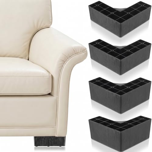 Image of Couch Legs Replacement 4 Pack 2 Inch L-Shaped Furniture Risers