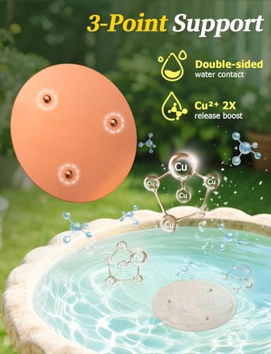 Image of Mellbree 3-Pack Bird Bath Copper Disc, 0.6mm Reinforced 99.99% Pure Copper Cleaning Disk with Triple-Point Support for Physical Safe Clean Water All-Season (Sunflower)